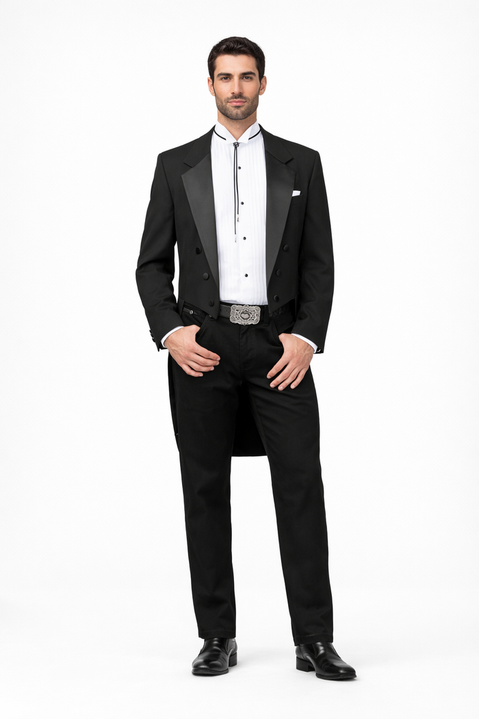 Mens Classic Western Cowboy Tail Tuxedo in Black