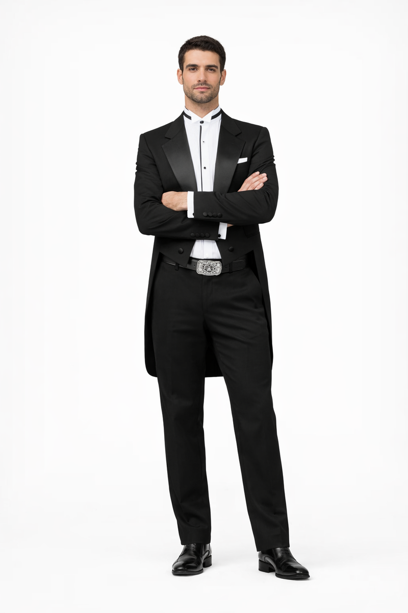 Mens Classic Western Cowboy Tail Tuxedo in Black