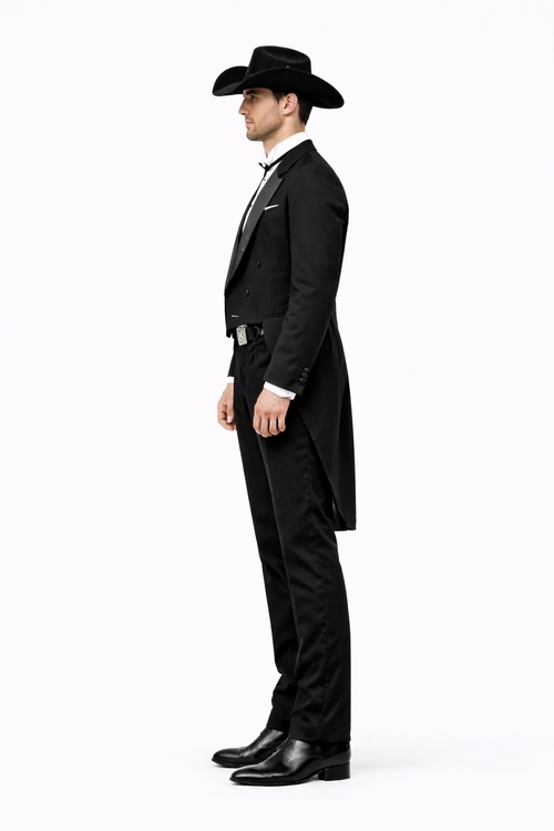 Mens Western Cowboy Tail Tuxedo in Black