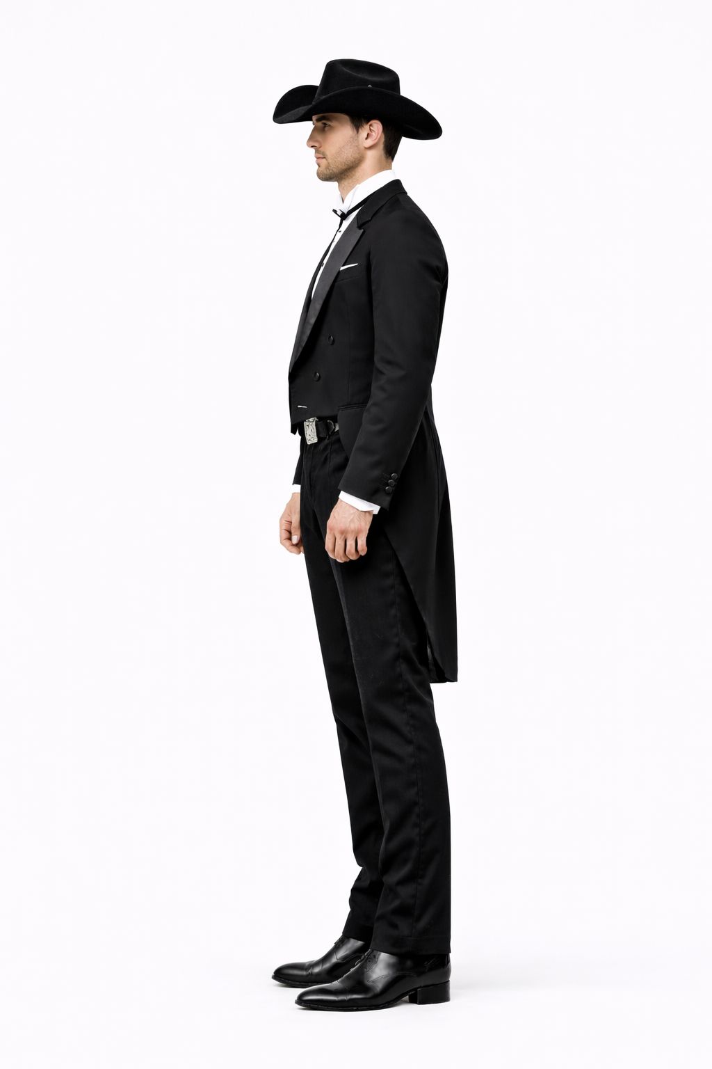 Mens Western Cowboy Tail Tuxedo in Black