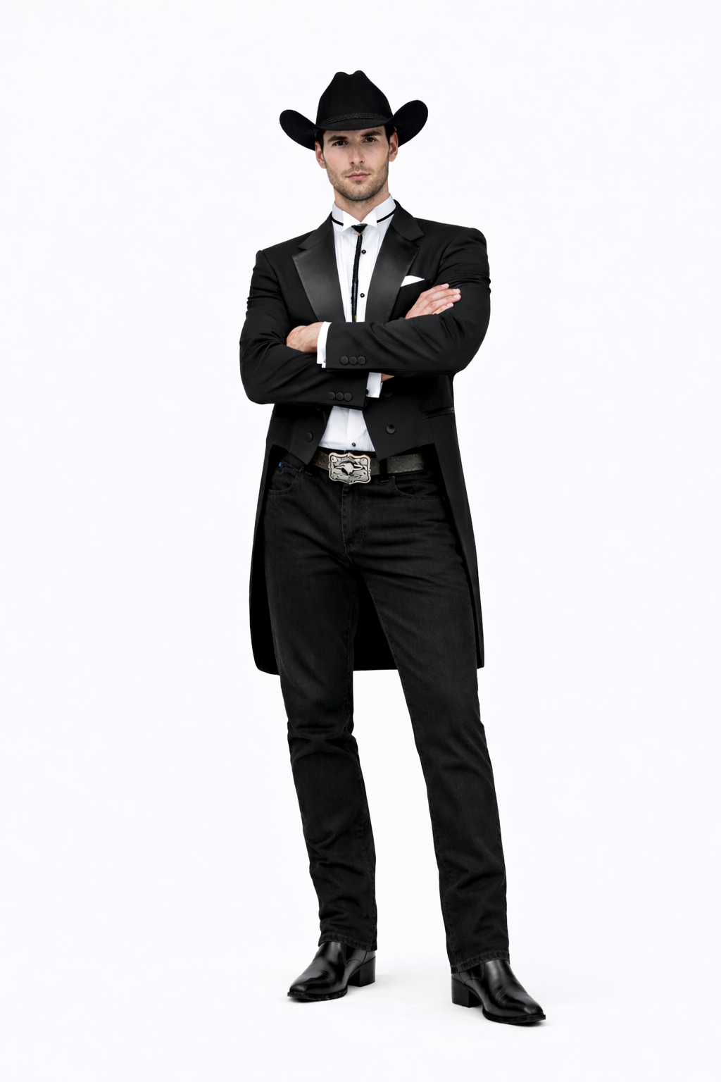 Mens Western Cowboy Tail Tuxedo in Black