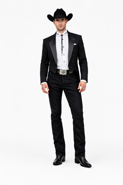 Mens Western Cowboy Tail Tuxedo in Black