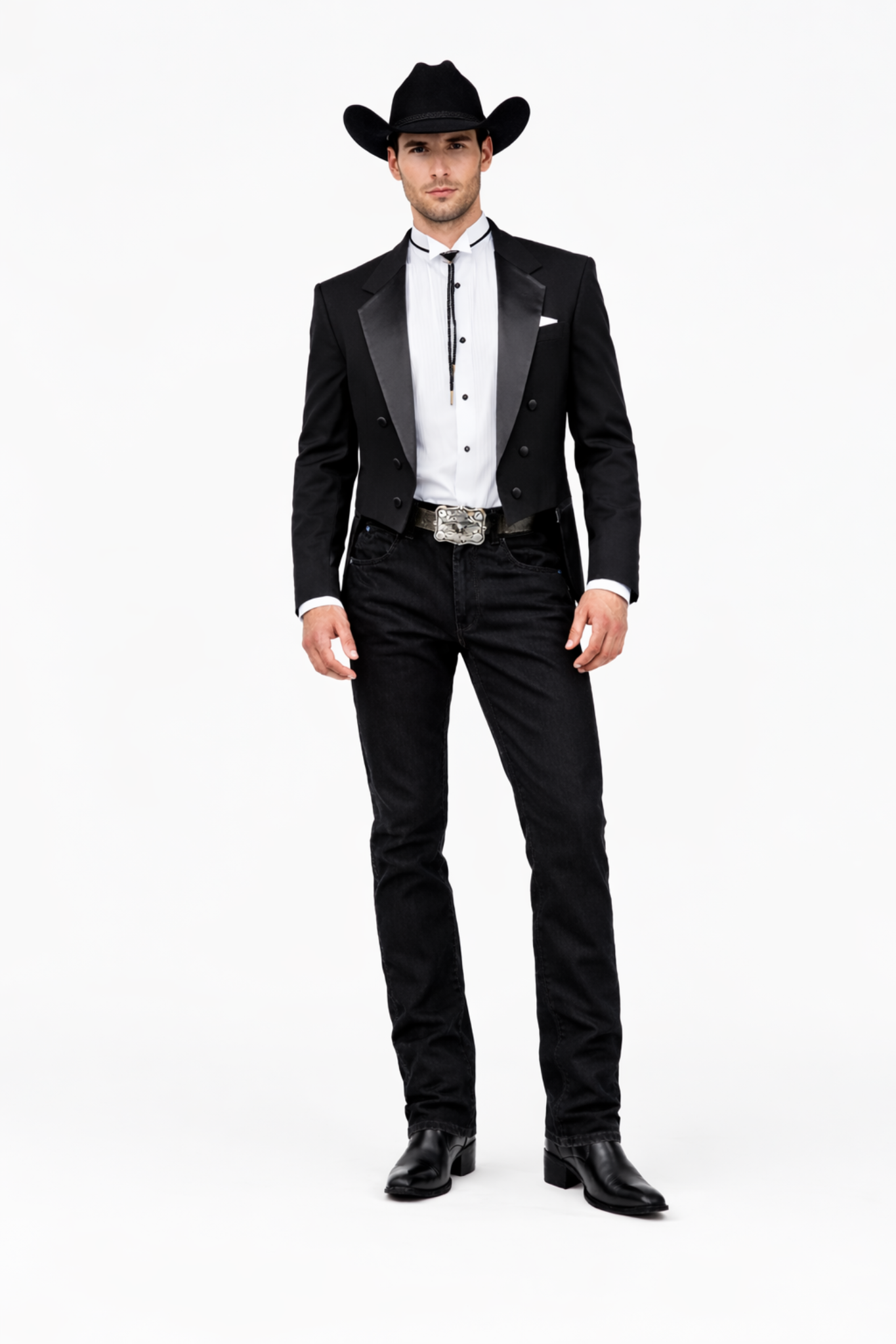 Mens Western Cowboy Tail Tuxedo in Black