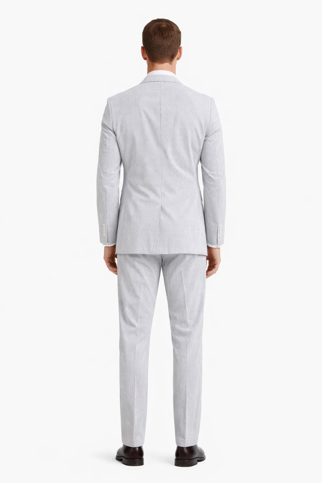 Men’s White and Black Seersucker Suit – Classic Lightweight Striped Summer Suit for Weddings and Formal Events