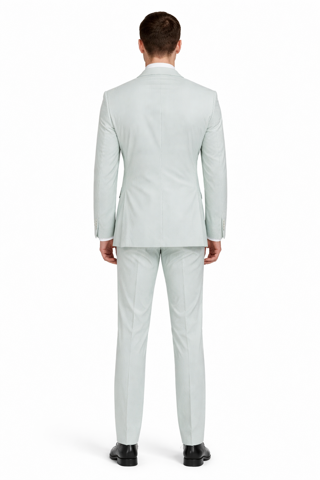 Men’s White and Black Seersucker Suit – Classic Lightweight Striped Summer Suit for Weddings and Formal Events