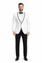 Mens Designer White and Black Trimmed Traditional Dinner Jacket Tuxedo