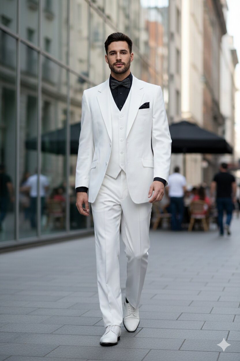 Mens John Travolta Saturday Night Fever Disco Suit Jacket in White