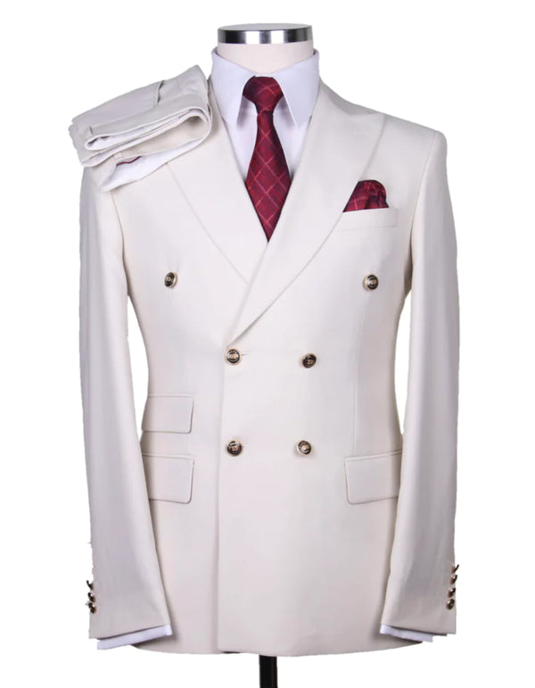 Mens White Double Breasted Blazer - AlbertoNardoniStore