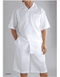 Mens White Linen Pants And Shirt Set - AlbertoNardoniStore