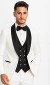 White Prom Suit Wedding Tuxedo - Groom Suit - White And Black Prom Suit