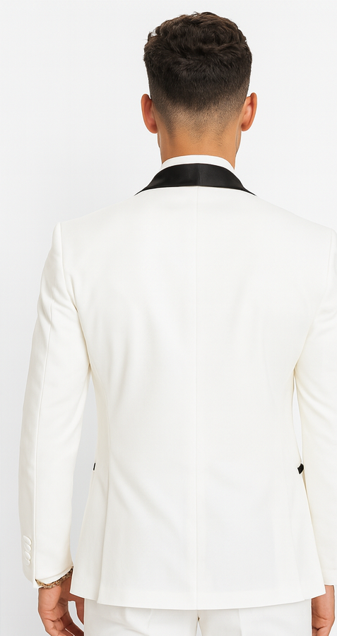 White Prom Suit Wedding Tuxedo - Groom Suit - White And Black Prom Suit