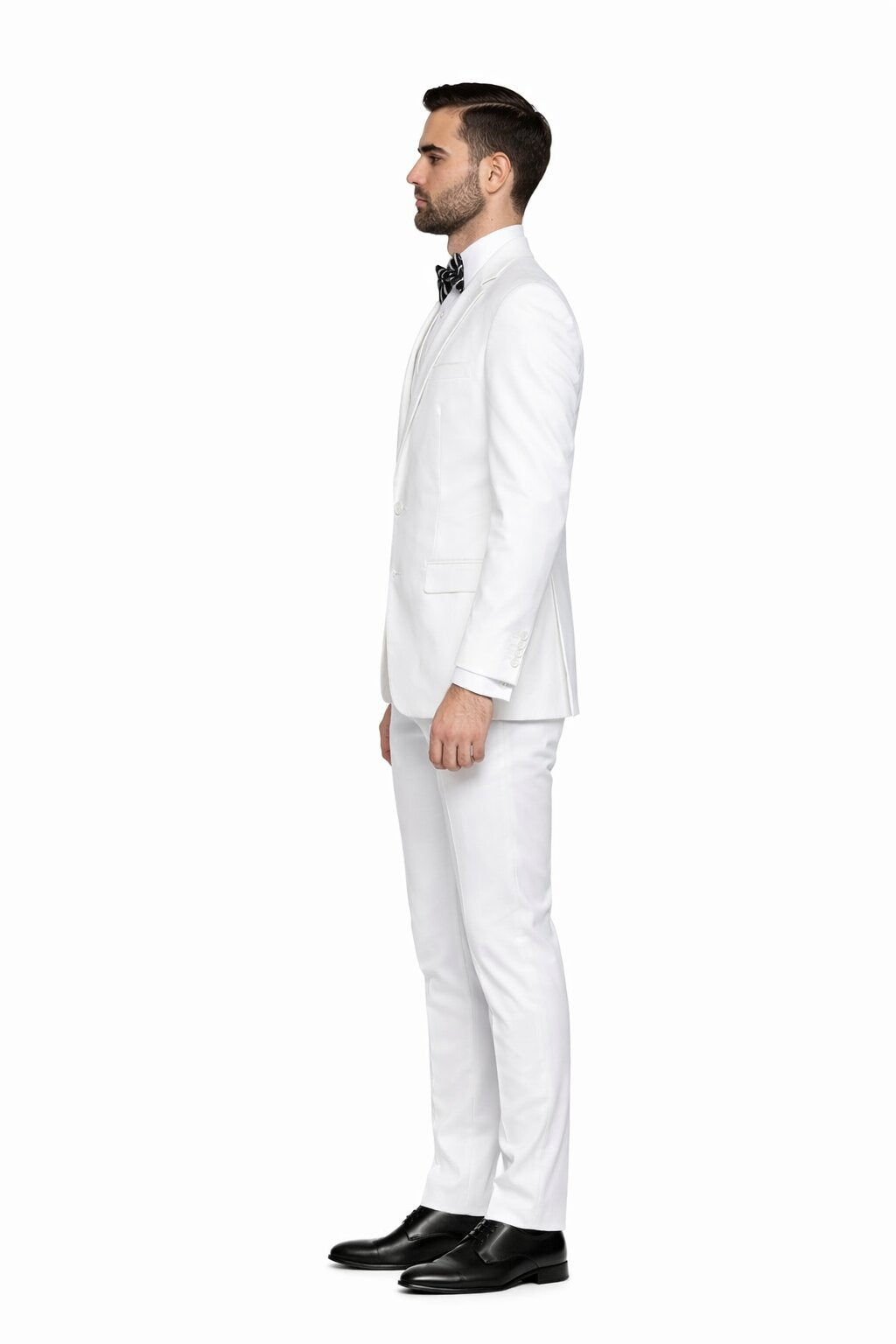 Men’s 2 Button Vested Skinny Suit in White – Modern 3-Piece Formal Ensemble