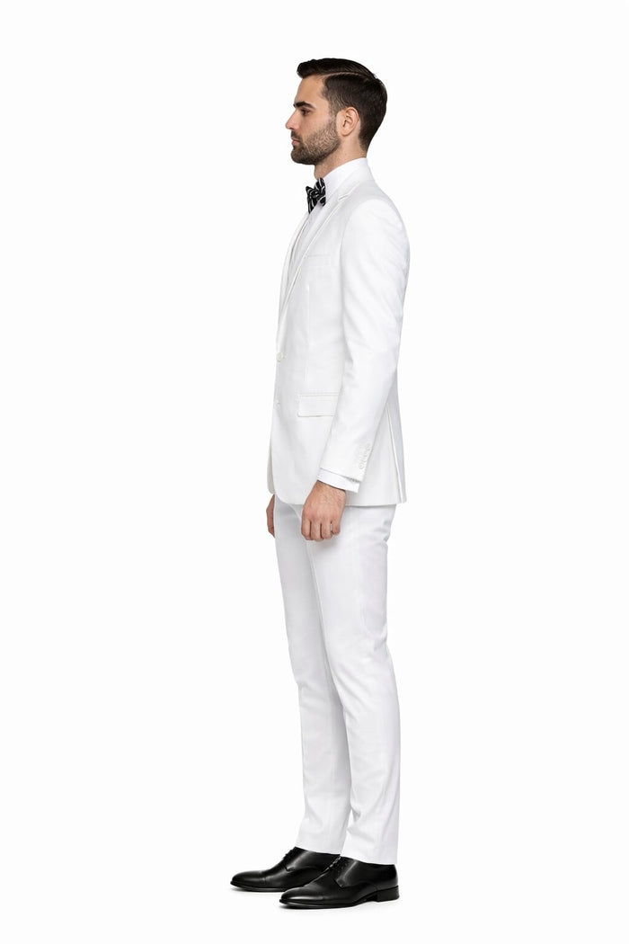 Suits For Easter - Mens Easter Suit - Mens 2 Button Vested Skinny Wool Suit in White
