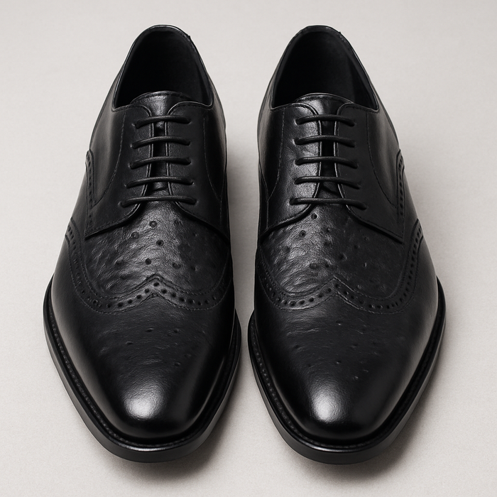 Carrucci Ostrich Embossed Cap Toe Single Monk Strap