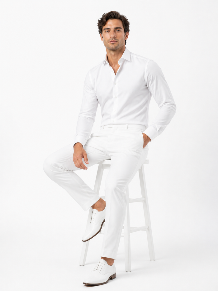 Mens Wrinkle Free French Cuff Dress Shirt Spread Collar Mens Dress Shirt