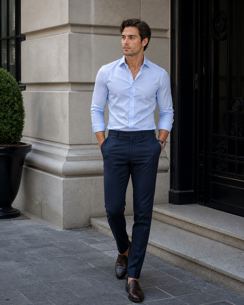 Mens Wrinkle Free French Cuff Dress Shirt Spread Collar Mens Dress Shirt