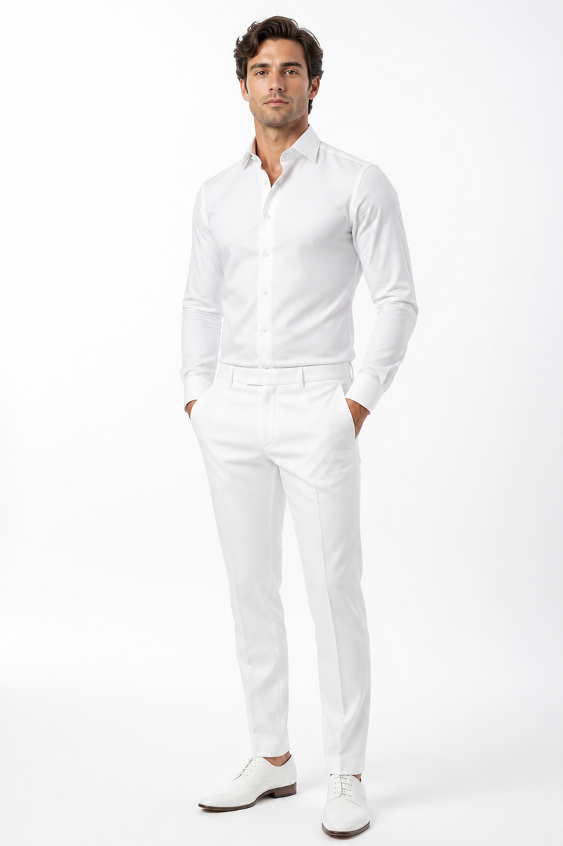 Mens Wrinkle Free French Cuff Dress Shirt Spread Collar Mens Dress Shirt