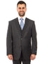 Mens Zegarie Brand Men's 100% Wool Modern Fit Vested Suit in Charcoal Grey & Blue Windowpane Plaid