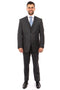 Mens Zegarie Brand Men's 100% Wool Modern Fit Vested Suit in Charcoal Grey & Blue Windowpane Plaid