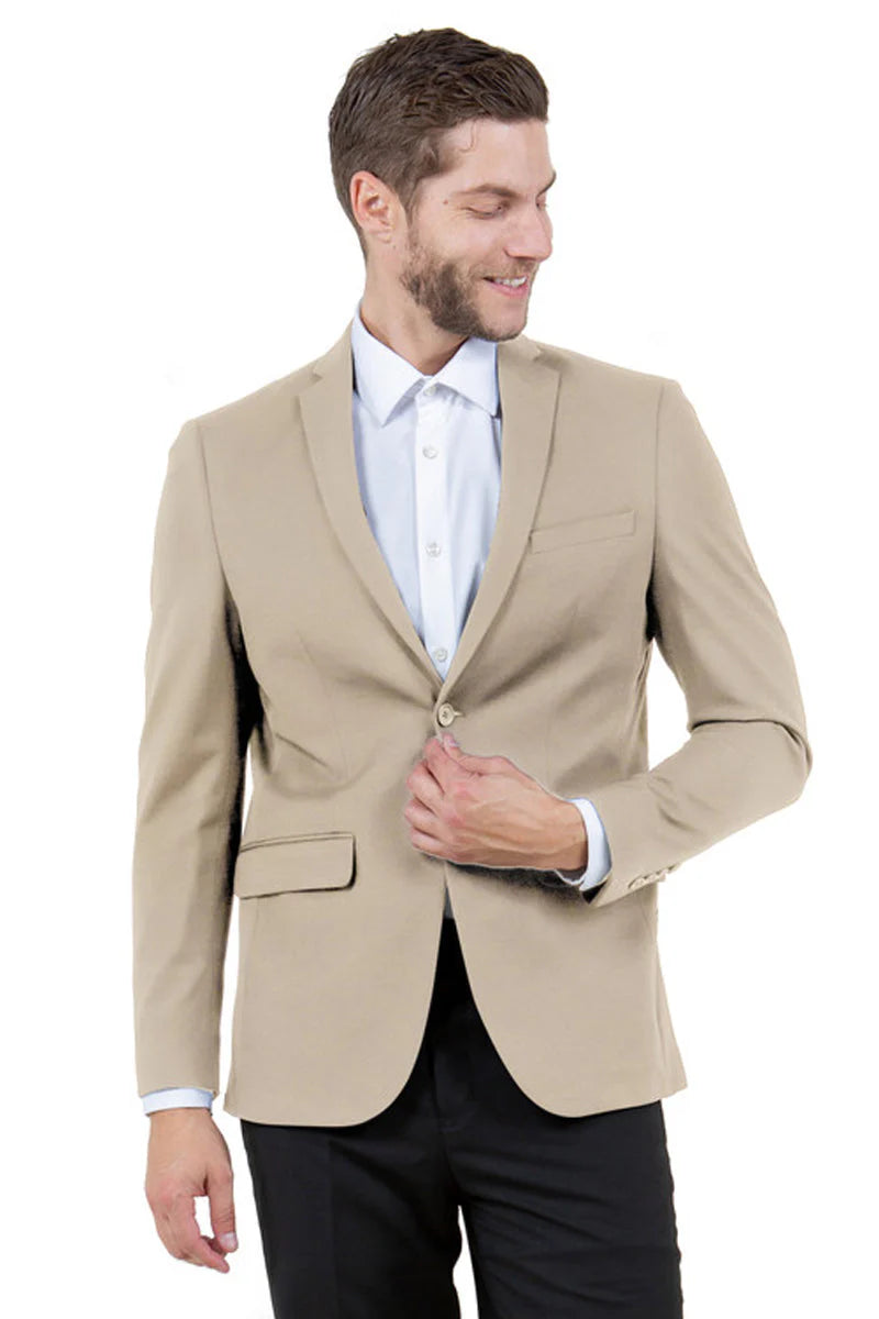 Mens Zegarie Brand Men's Basic Business Sport Coat Blazer in Khaki Tan