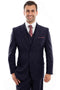 Mens Zegarie Brand Men's Designer Two Button Modern Fit Vested Wool Suit in Navy Blue