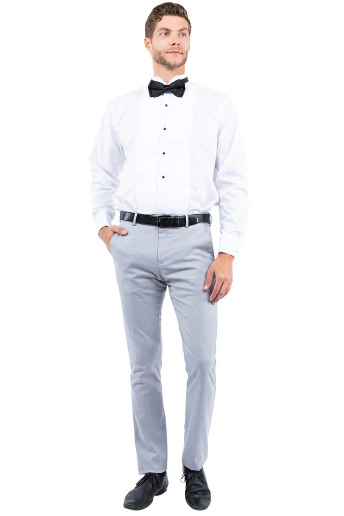 Mens Zegarie Brand Men's Modern Fit Flat Front Tuxedo Separates Pants in Light Grey