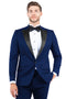 Mens Zegarie Brand Men's Modern Fit One Button Peak Lapel Tuxedo Separates Jacket in Navy with Black Lapel