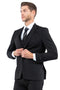 Mens Zegarie Brand Men's One Button Vested Slim Fit Business & Wedding Suit in Black