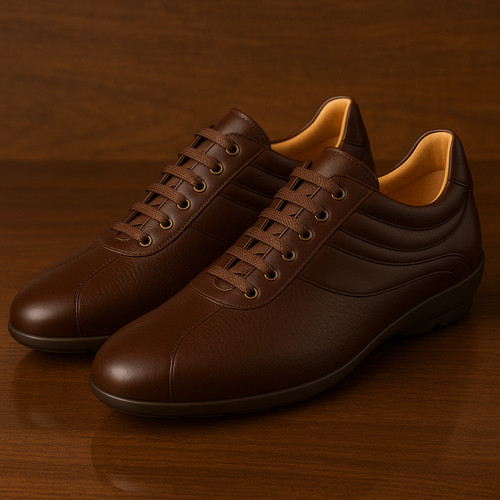 Mezlan Luka Men’s Sneaker – Brown Calfskin and Deerskin Leather Casual Shoe, Handmade in Spain
