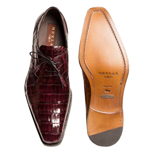 Men’s Mezlan Anderson Caiman Crocodile Dress Shoe – Burgundy