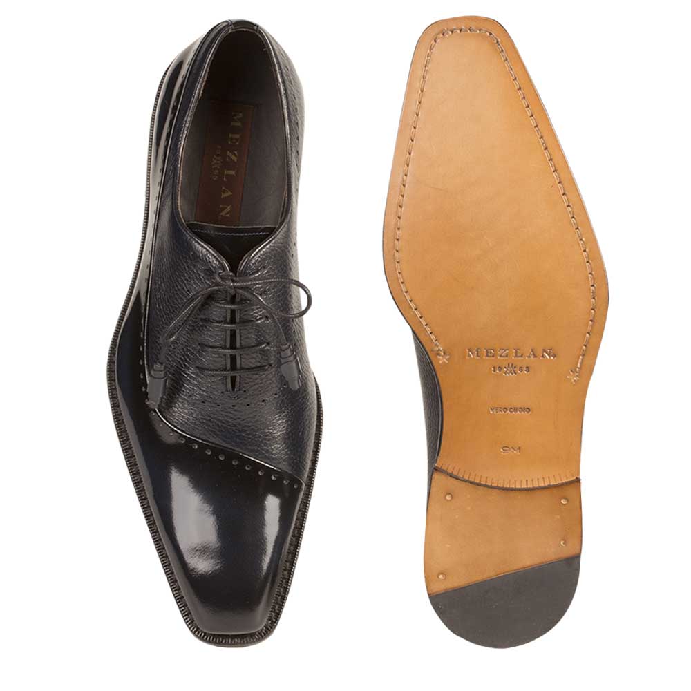 Mezlan Potsdam Navy Calfskin Oxford Shoes – Elegant Lace-Up Dress Shoes (Size 9 Last Call)