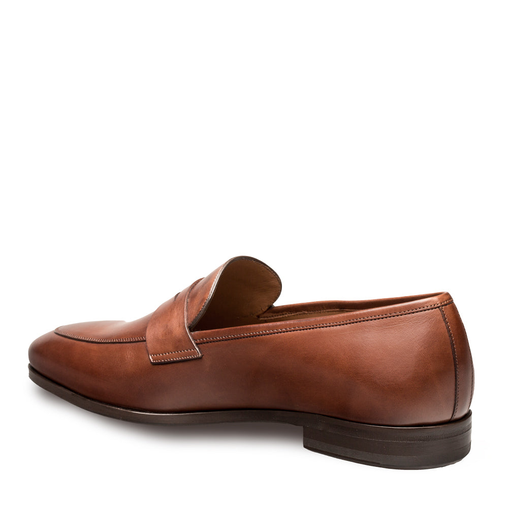 Mezlan Fabrizi Men’s Penny Loafer – Cognac Calfskin Leather Dress Shoe, Handmade in Spain