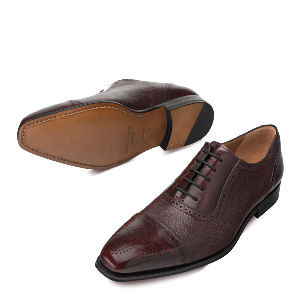 Mens Mezlan Murino Calf & Deerskin Cap Toe Dress Shoe in Black