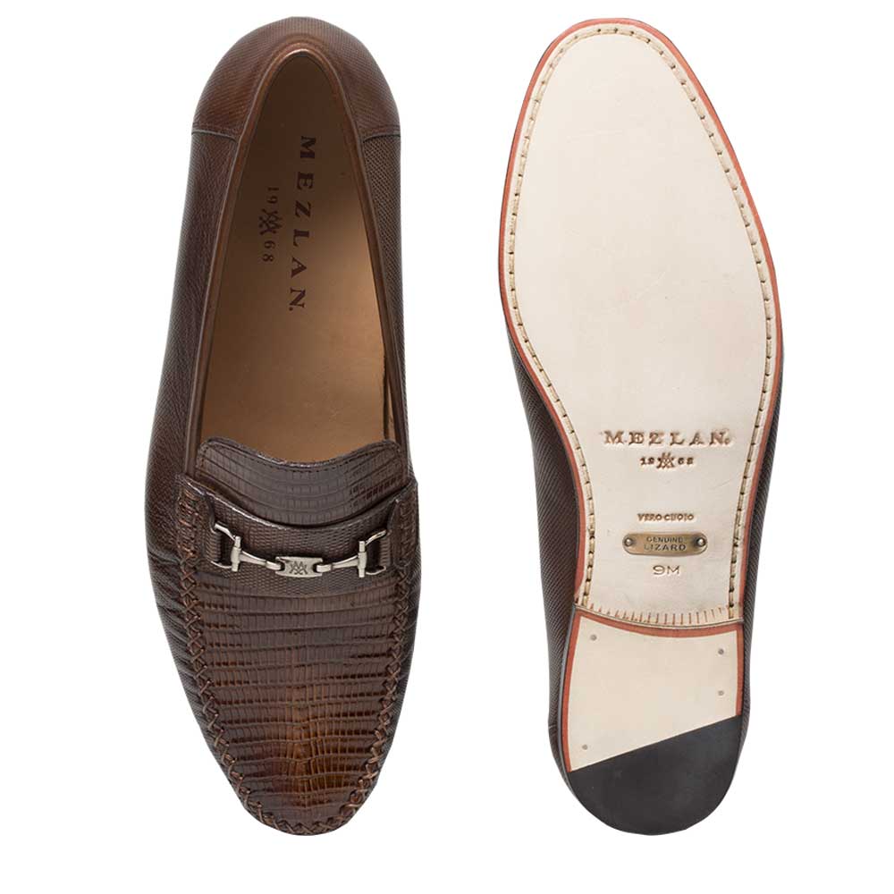 Mezlan Sileno Men’s Moccasin Loafer – Black Genuine Lizard Leather Dress Shoe, Handmade in Spain