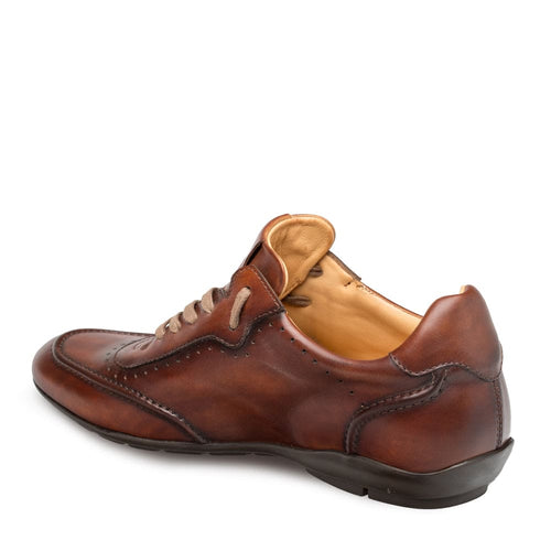 Mezlan Tivoli Men’s Sneaker – Cognac Calfskin Leather Low-Top Casual Shoe, Handmade in Spain