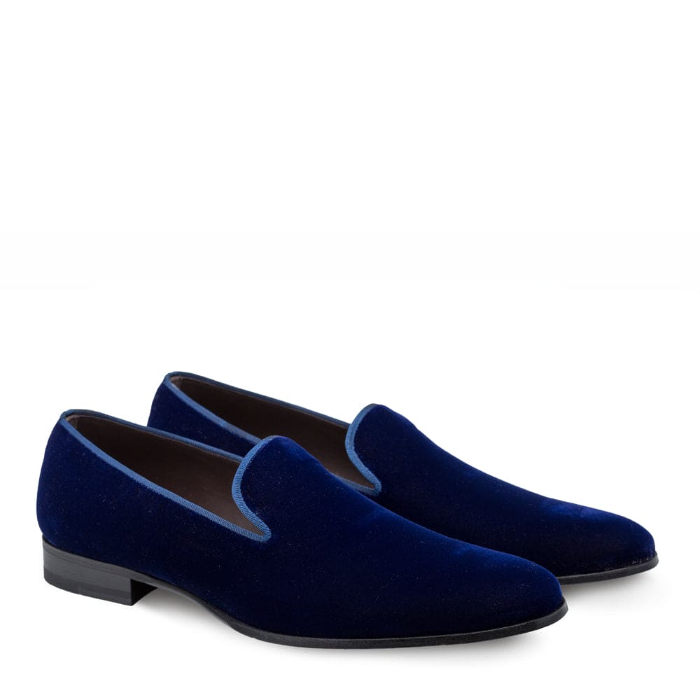Mezlan Lublin Navy Velvet Tuxedo Loafers – Formal Slip-On Dress Shoes (Sizes 9–13 Last Call)