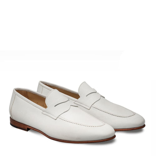 Mezlan Pompei Bone Penny Loafers – Unstructured Calfskin Slip-Ons (Size 10.5 Last Call)