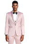 Rose Pink Men's Slim Fit Satin Tuxedo Suit - Vested Prom & Wedding Wear