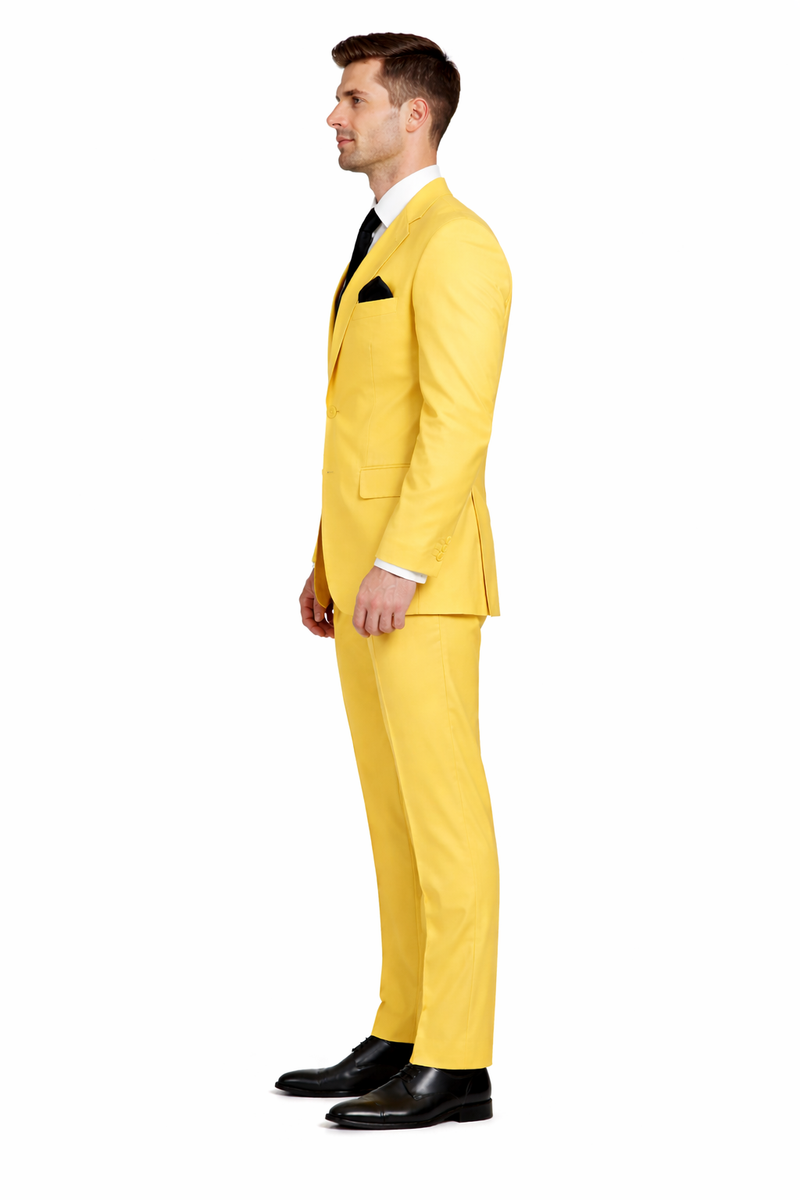 Mix and Match Suits Men's Two Button Yellow Suit Separate Any Size Jacket & Pants