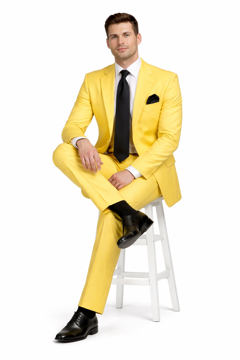 Mix and Match Suits Men's Two Button Yellow Suit Separate Any Size Jacket & Pants