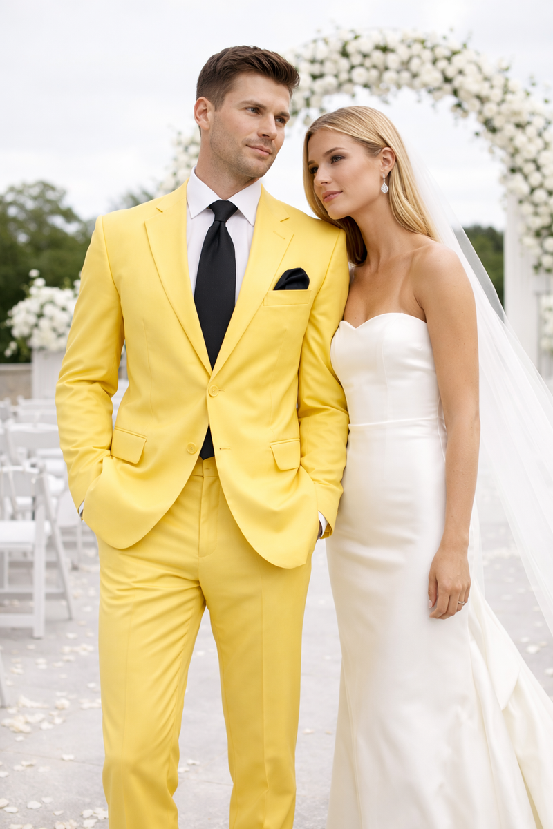 Mix and Match Suits Men's Two Button Yellow Suit Separate Any Size Jacket & Pants
