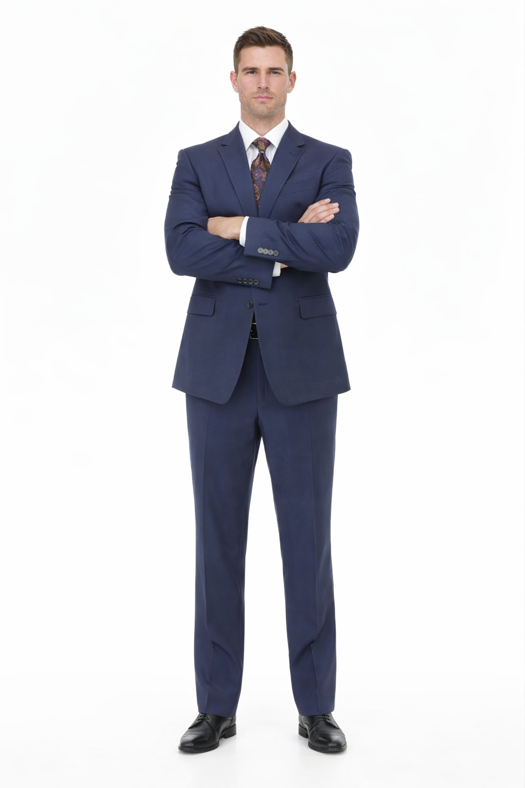 Mix And Match Suits Men's 2 Button Portly Fit Blue Plaid Pattern With Overcheck Suit Executive Fit Suit - Mens Portly Suit