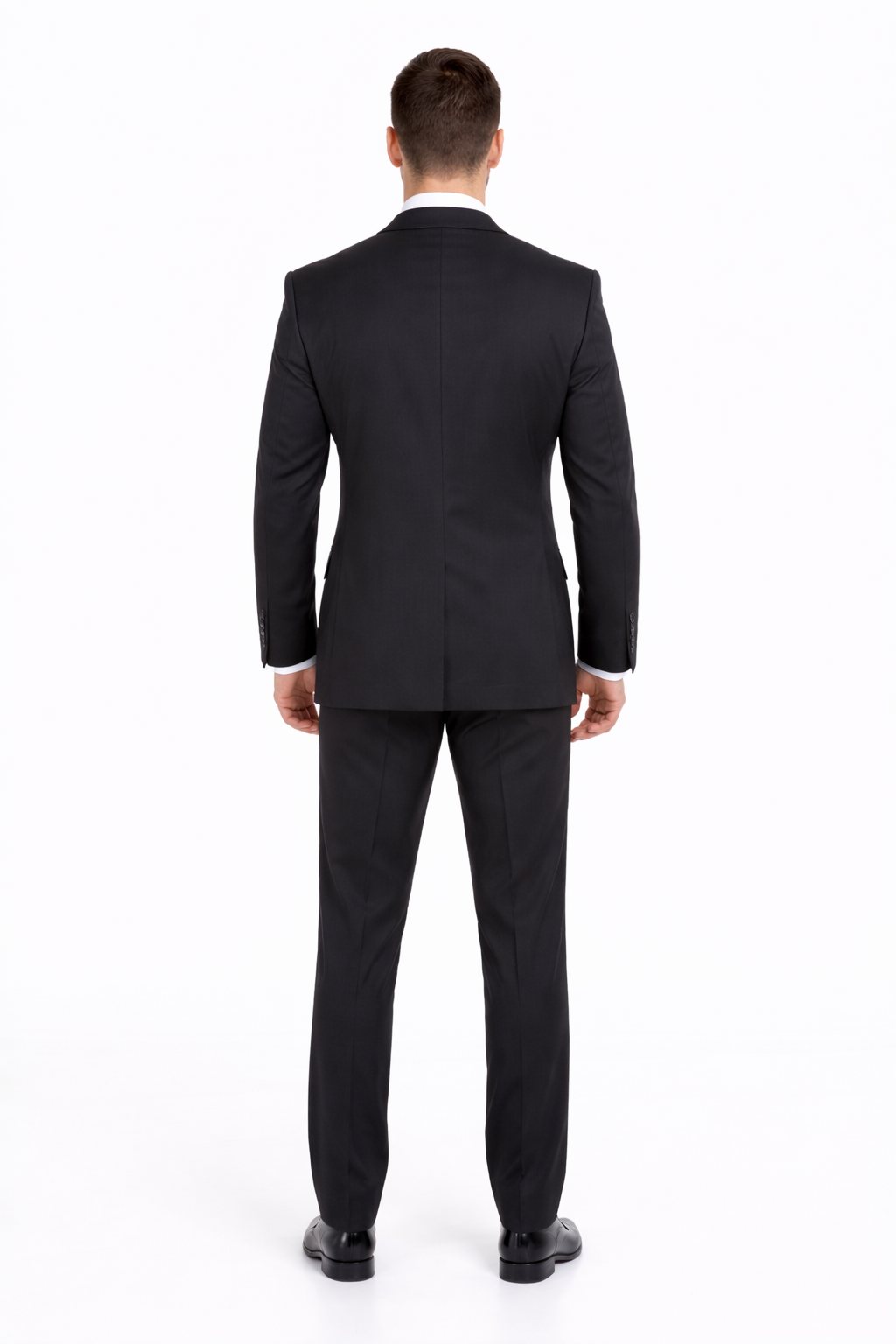 Mix And Match Suits Men's Black Portly Fit Tonal Pinstriped Pattern Two Button Super 130'S Suit Executive Fit Suit - Mens Portly Suit