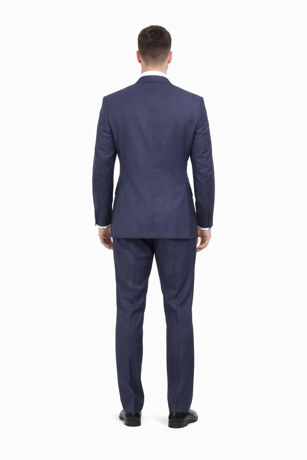 Mix And Match Suits Men's Heather Blue Two Button Portly Fully Lined Suit Executive Fit Suit - Mens Portly Suit