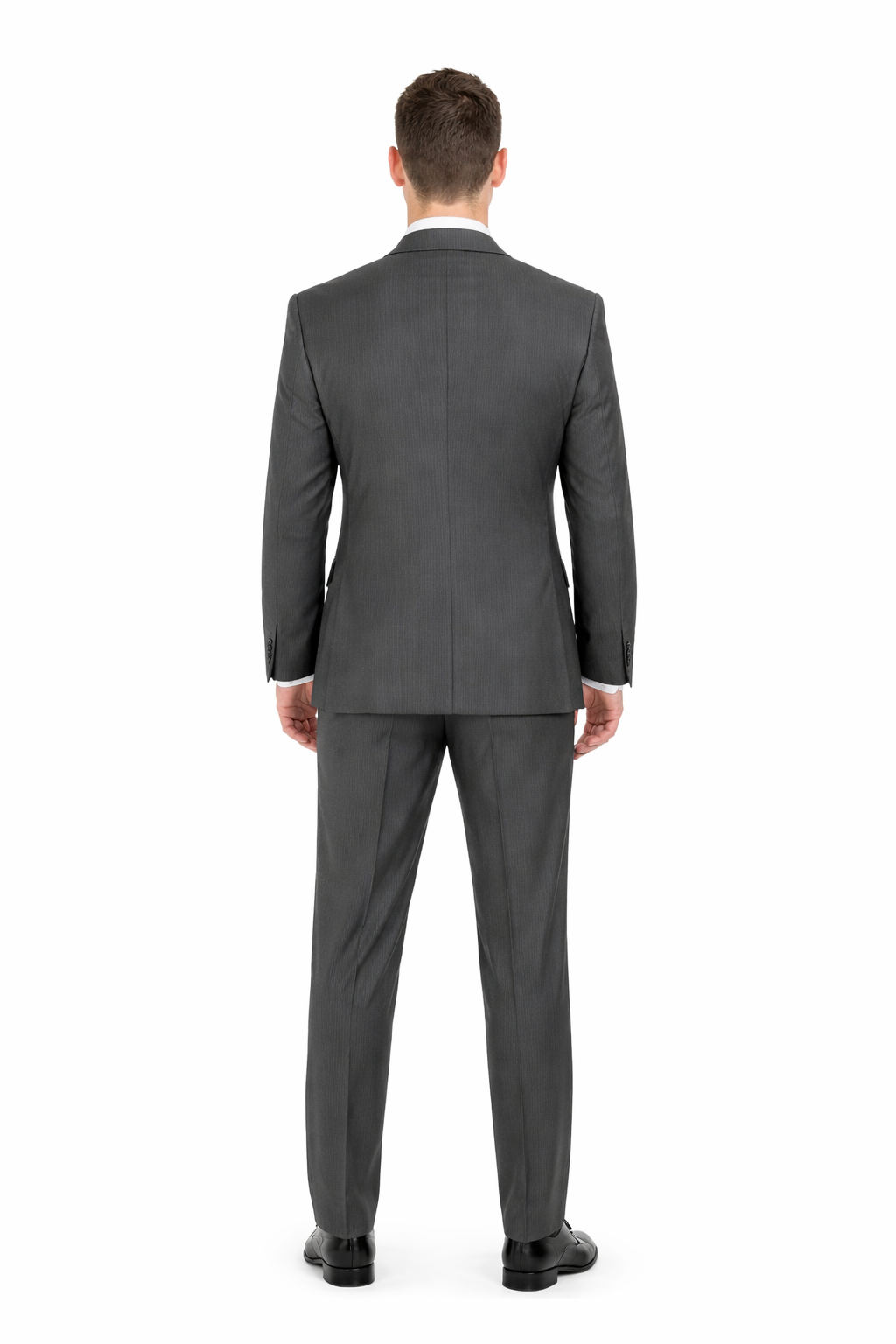 Mix And Match Suits Men's Portly Fit Charcoal Gray Solid 2 Button Super 130'S Suit - Options: Dark Grey Suit Executive Fit Suit - Mens Portly Suit