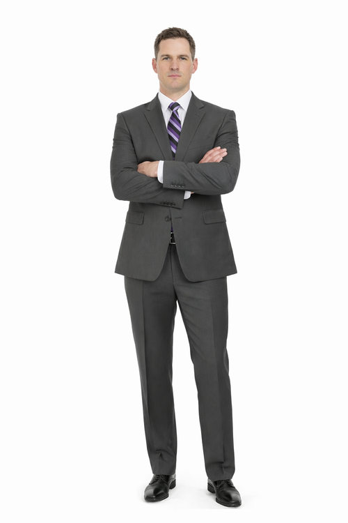 Mix And Match Suits Men's Portly Fit Charcoal Gray Solid 2 Button Super 130'S Suit - Options: Dark Grey Suit Executive Fit Suit - Mens Portly Suit