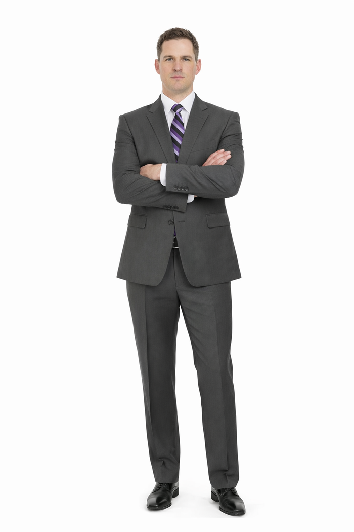 Mix And Match Suits Men's Portly Fit Charcoal Gray Solid 2 Button Super 130'S Suit - Options: Dark Grey Suit Executive Fit Suit - Mens Portly Suit