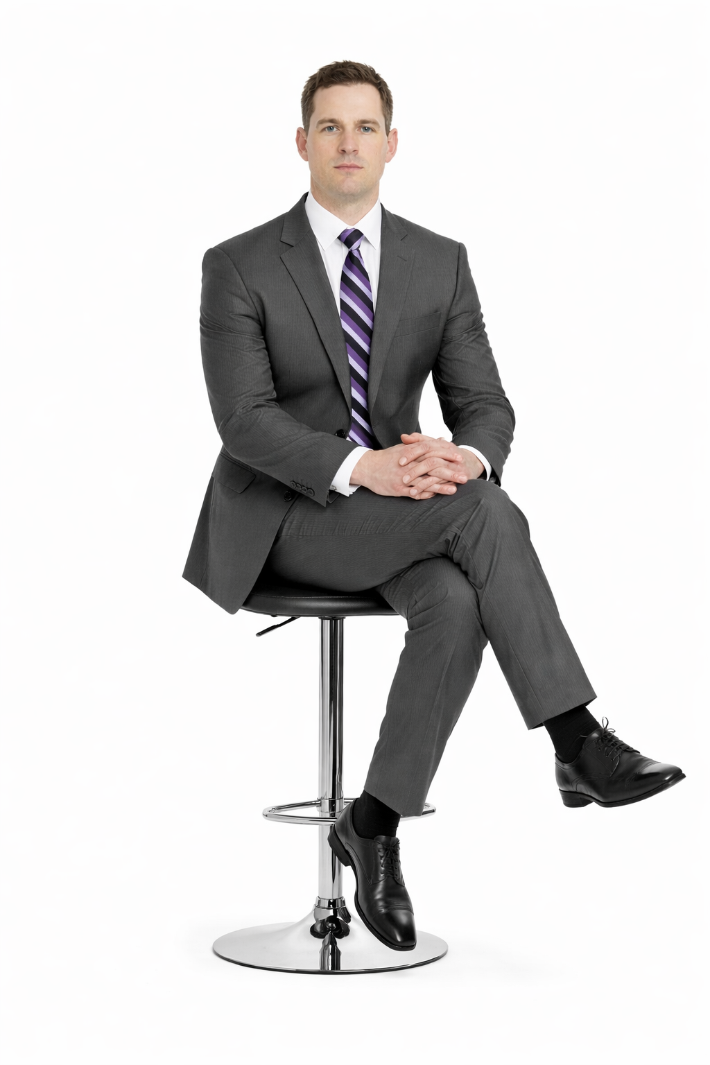 Mix And Match Suits Men's Portly Fit Charcoal Gray Solid 2 Button Super 130'S Suit - Options: Dark Grey Suit Executive Fit Suit - Mens Portly Suit