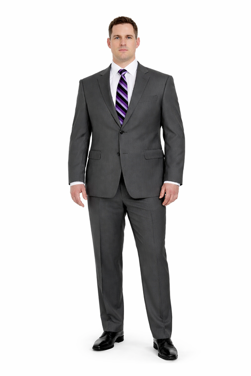 Mix And Match Suits Men's Portly Fit Charcoal Gray Solid 2 Button Super 130'S Suit - Options: Dark Grey Suit Executive Fit Suit - Mens Portly Suit