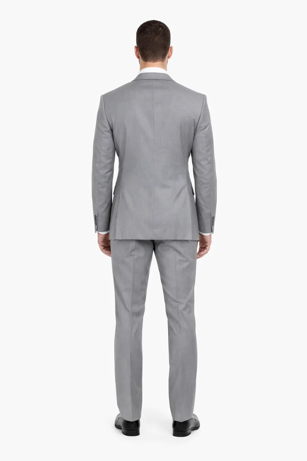 Mix And Match Suits Men's Portly Fit Two Button Fully Lined Solid Gray Super 140'S Suit Executive Fit Suit - Mens Portly Suit